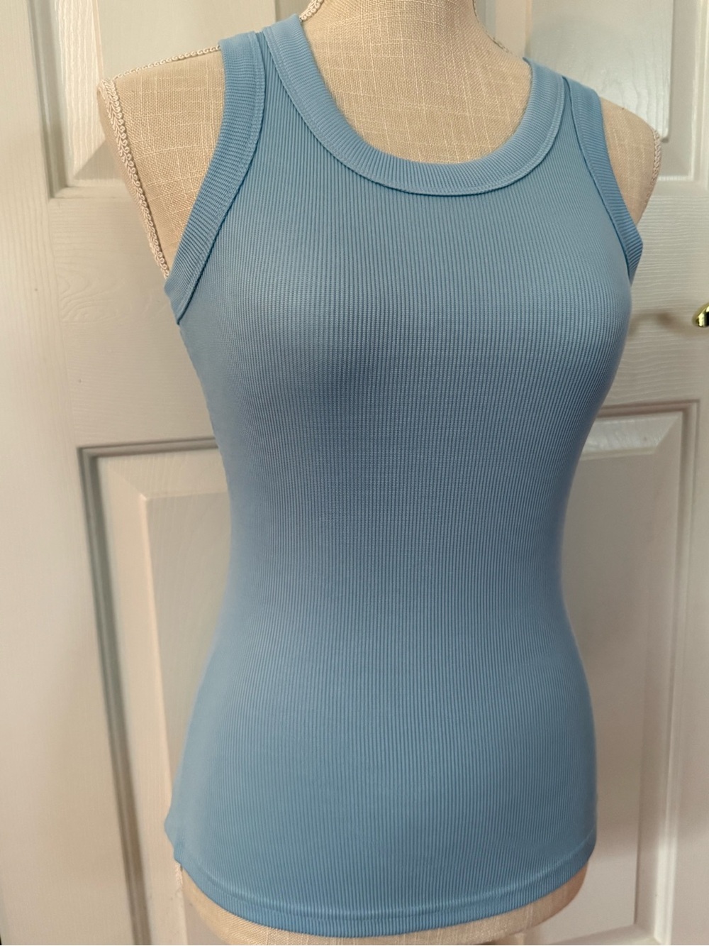 Sleeveless Ribbed Tank Top in Sky Blue - Women